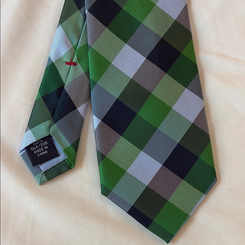 Tommy Hilfiger Green Plaid Silk Men's Tie